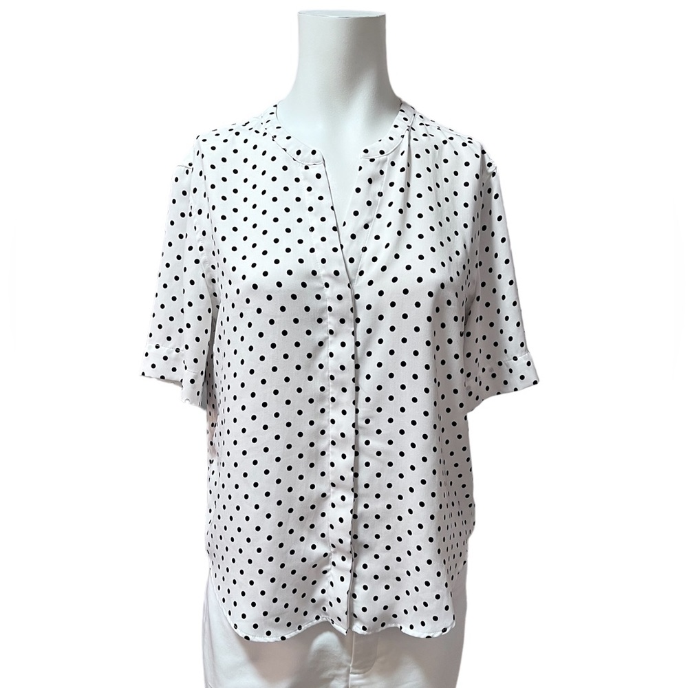 Jasmine & Juliana Black and White Polka Dot Shirt Size S